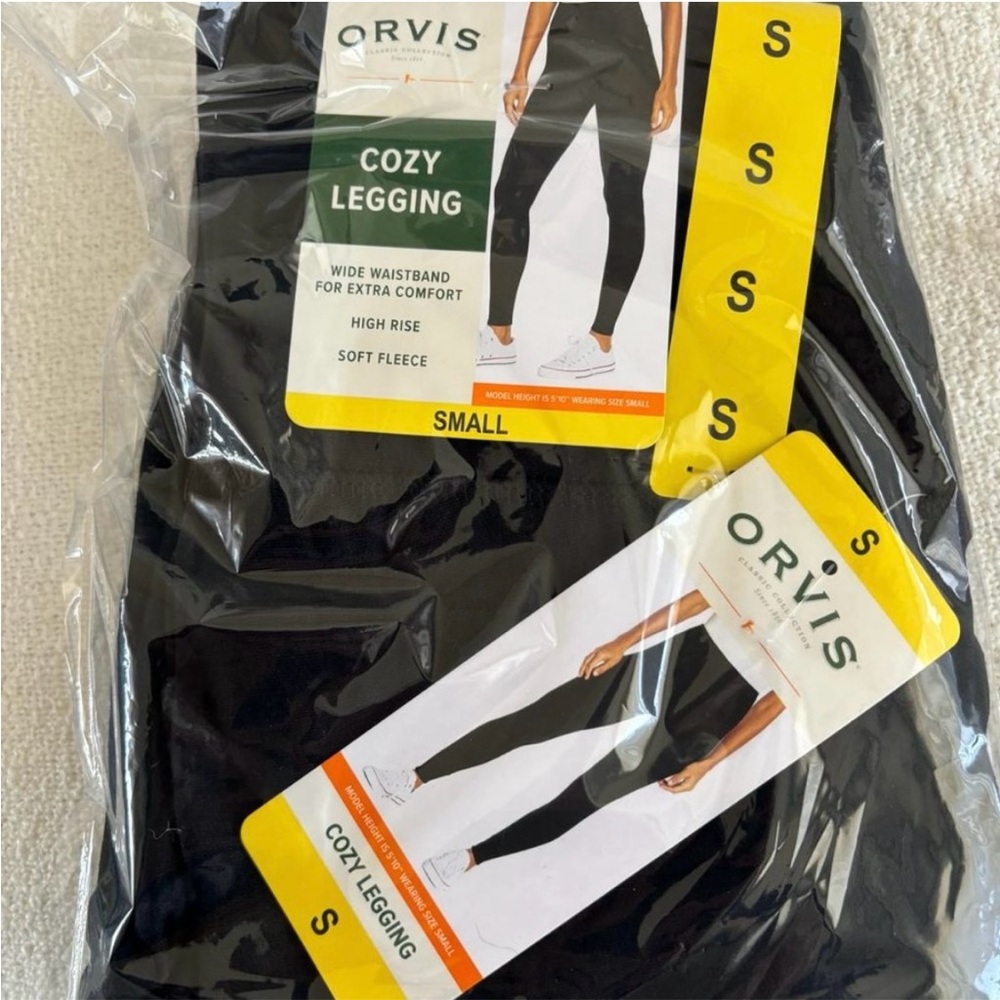 ORVIS Cozy Legging High Rise, Soft Fleece, Black: size small